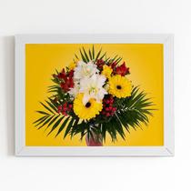 Quadro Mix de Flores Amarelo Foto Moldura Branca 60x40cm Quadro Mix de Flores Amarelo Foto Moldura Branca 60x40cm