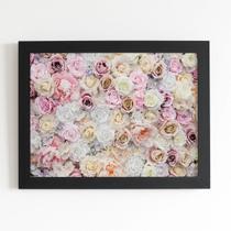 Quadro Mix de Flores e Rosas Coloridos Moldura Preta 60x40cm Quadro Mix de Flores e Rosas Coloridos Moldura Preta 60x40cm