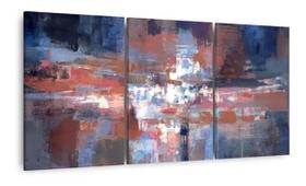 Quadro Moderno Abstrato Para Sala Escritórios Azul Vermelho