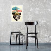 Quadro Moderno Colagem Onça 45x34cm - com vidro