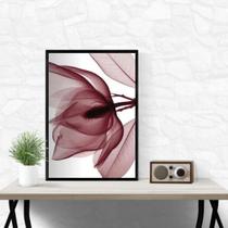 Quadro Moderno Flor Bordô 45X34Cm - Com Vidro