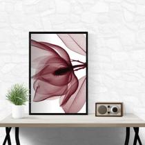 Quadro Moderno Flor Bordô 45x34cm - com vidro