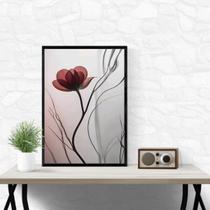 Quadro Moderno Flor Vinho 24x18cm - com vidro