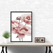 Quadro Moderno Flores Peonias 33x24cm - com vidro