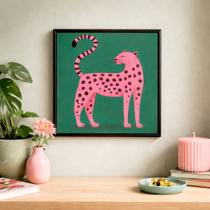 Quadro Moderno Leopardo 33x33cm Mold Branca