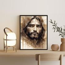 Quadro Moderno Monocromático Jesus 45x34cm - com vidro