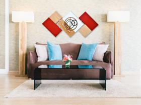 Quadro Modernos Para Sala Vermelho e Bege Abstrato 60x120 cm