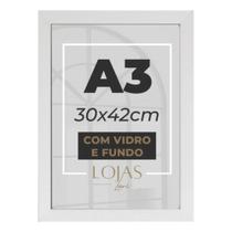 Quadro Moldura A3 30x42 Com Vidro Poster Certificado - Branco Quadro Moldura A3 30x42 Com Vidro Poster Certificado - Branco