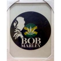 Quadro Moldura Borda Branca Bob Marley/Música/Jamaica/Cannabis