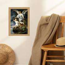 Quadro Moldura Dourada Anjo Protegendo Crianças 33x24cm Quadro Moldura Dourada Anjo Protegendo Crianças 33x24cm