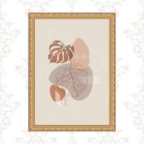 Quadro Moldura Dourada Boho Folhas 24x18cm