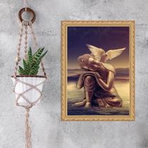 Quadro Moldura Dourada Buda Com Pomba Da Paz 33X24Cm
