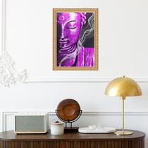 Quadro Moldura Dourada Buda Roxo 24x18cm Quadro Moldura Dourada Buda Roxo 24x18cm