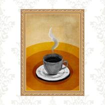 Quadro Moldura Dourada Café Terracota 24x18cm Quadro Moldura Dourada Café Terracota 24x18cm