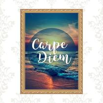 Quadro Moldura Dourada Carpe Diem 24x18cm