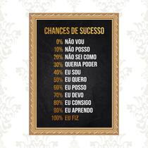 Quadro Moldura Dourada Chances Sucesso 33x24cm Quadro Moldura Dourada Chances Sucesso 33x24cm