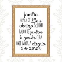 Quadro Moldura Dourada Família Graça Deus 24x18cm