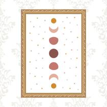 Quadro Moldura Dourada Fases Lua Boho 33x24cm