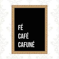 Quadro Moldura Dourada Fé Café Cafuné 33x24cm