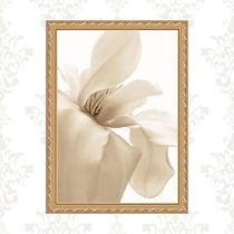 Quadro Moldura Dourada Flor Bege 45x34cm Quadro Moldura Dourada Flor Bege 45x34cm