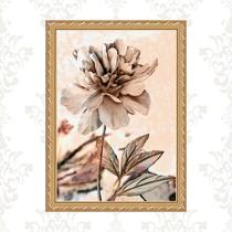 Quadro Moldura Dourada Flor Rosê 33x24cm Quadro Moldura Dourada Flor Rosê 33x24cm