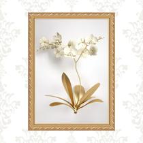 Quadro Moldura Dourada Flores 33x24cm Quadro Moldura Dourada Flores 33x24cm