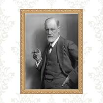 Quadro Moldura Dourada Fotografia Freud 33X24Cm