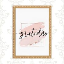 Quadro Moldura Dourada Gratidão Rosê 24x18cm Quadro Moldura Dourada Gratidão Rosê 24x18cm