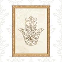Quadro Moldura Dourada Hamsa Indiano 33X24Cm Quadro Moldura Dourada Hamsa Indiano 33X24Cm