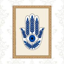 Quadro Moldura Dourada Hamsa Olho Grego 45X34Cm Quadro Moldura Dourada Hamsa Olho Grego 45X34Cm