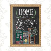 Quadro Moldura Dourada Home Sweet Apartment 24x18cm