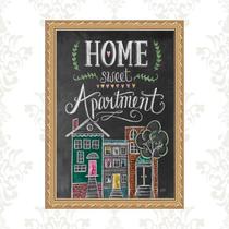 Quadro Moldura Dourada Home Sweet Apartment 45X34Cm