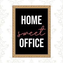 Quadro Moldura Dourada Home Sweet Office 24X18Cm