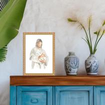 Quadro Moldura Dourada Jesus Com Cordeiro 33X24Cm