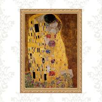 Quadro Moldura Dourada Klimt - Beijo 24x18cm