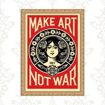 Quadro Moldura Dourada Make Art Not War 45X34Cm