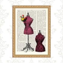 Quadro Moldura Dourada Manequins De Costura 33X24Cm Quadro Moldura Dourada Manequins De Costura 33X24Cm