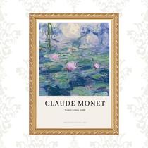 Quadro Moldura Dourada Monet - Lilies 24x18cm