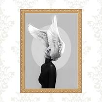 Quadro Moldura Dourada Mulher Com Asas 33X24Cm