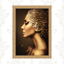 Quadro Moldura Dourada Mulher Ouro 24x18cm