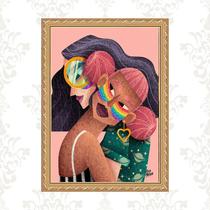 Quadro Moldura Dourada Mulheres Lésbicas 33x24cm Quadro Moldura Dourada Mulheres Lésbicas 33x24cm