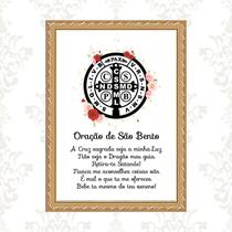 Quadro Moldura Dourada Oração São Bento 24x18cm