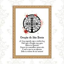 Quadro Moldura Dourada Oração São Bento 33X24Cm