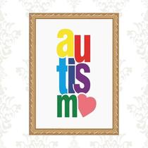 Quadro Moldura Dourada Palavra Autismo 33X24Cm