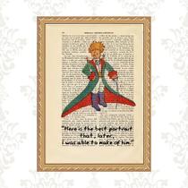 Quadro Moldura Dourada Pequeno Príncipe Vintage Frase 24x18cm Quadro Moldura Dourada Pequeno Príncipe Vintage Frase 24x18cm