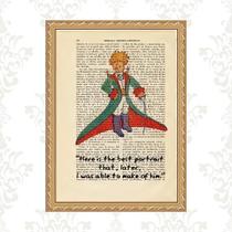 Quadro Moldura Dourada Pequeno Príncipe Vintage Frase