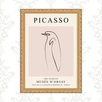 Quadro Moldura Dourada Picasso - Pinguim 45x34cm Quadro Moldura Dourada Picasso - Pinguim 45x34cm