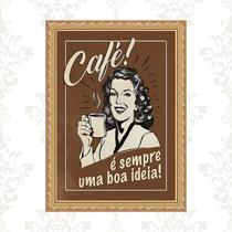 Quadro Moldura Dourada Retrô Café 45x34cm