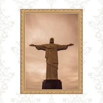 Quadro Moldura Dourada Rio De Janeiro - Cristo 24x18cm Quadro Moldura Dourada Rio De Janeiro - Cristo 24x18cm