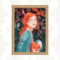 Quadro Moldura Dourada Ruiva Raposa 45x34cm Quadro Moldura Dourada Ruiva Raposa 45x34cm